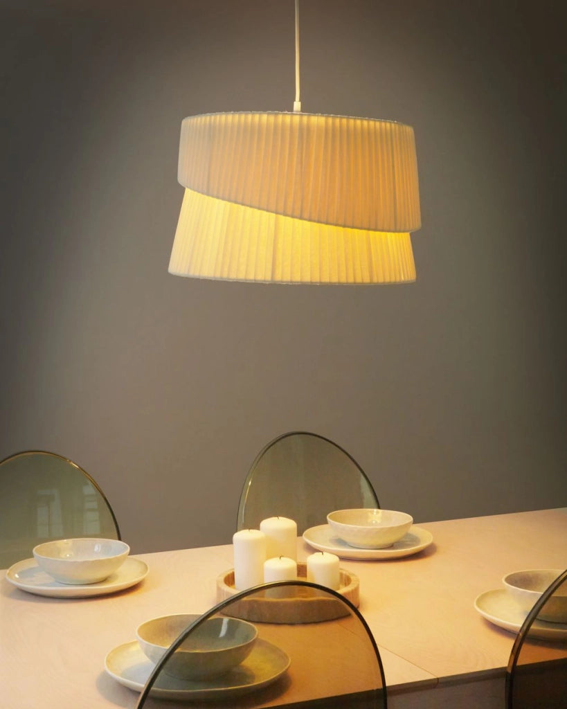 Lampada a sospensione in tessuto di poliestere Terylene beige 178 cm illuminazione a sospensione design moderno boho