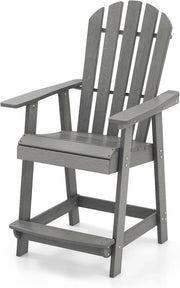 Adirondack - Sedia alta con poggiapiedi, da giardino, da balcone, resistente alle intemperie, in HDPE, con braccioli e seduta e schienale laminati, per esterni, 70 x 85 x 119 cm