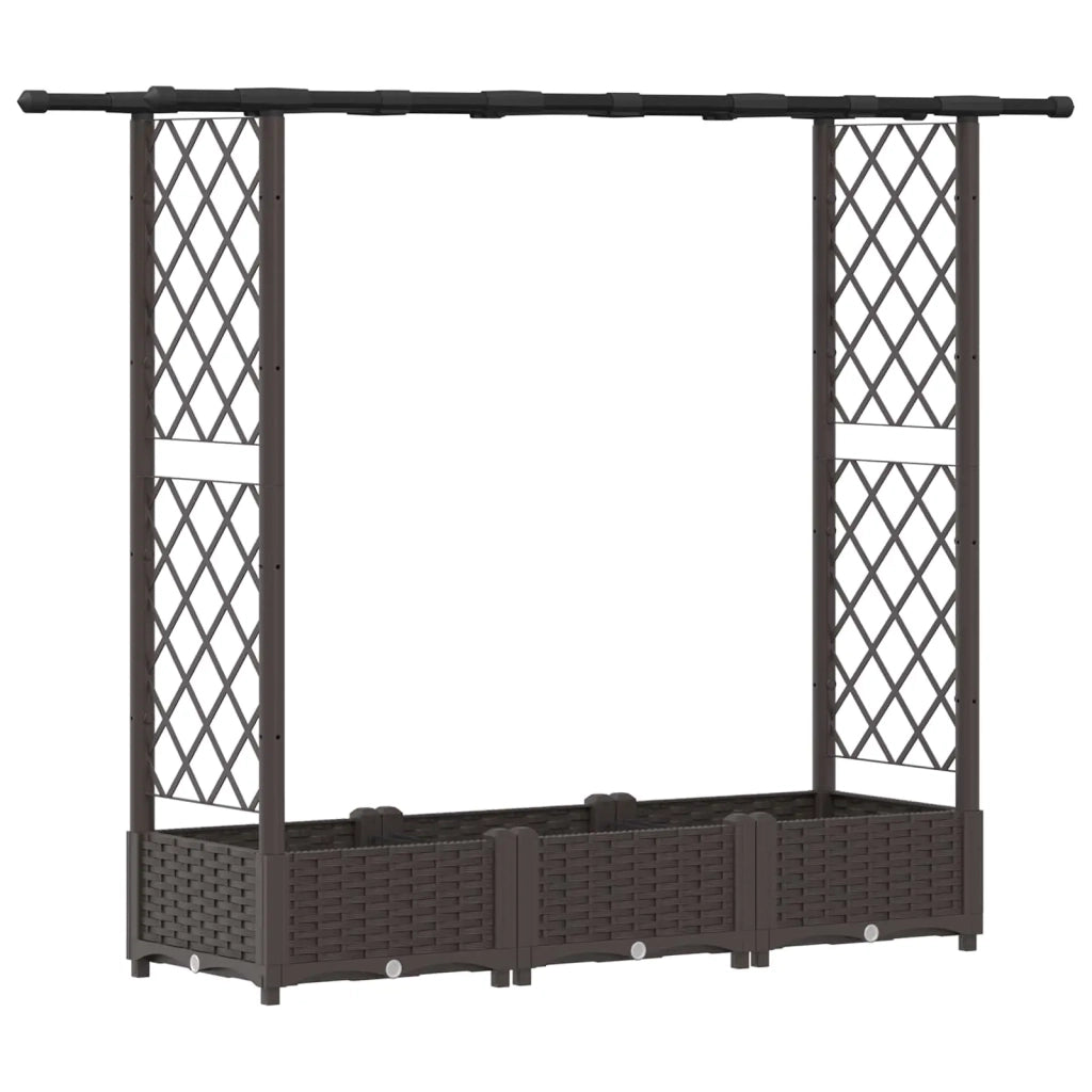 Letto Rialzato con Griglia e Tetto Marrone 164 x 40 x 123 cm PP 42032516