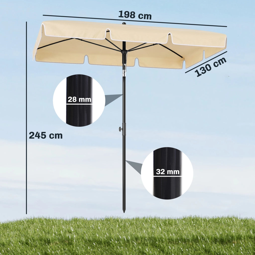Ombrellone da Giardino Rettangolare Regolabile ¨C zephmum ¨C Alluminio Beige 2x1.3x2.5 m