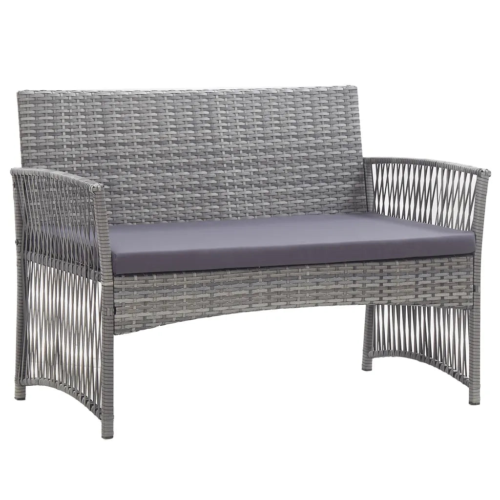 Set Divani da Giardino 4 pz con Cuscini in Polyrattan Antracite cod mxl 35151