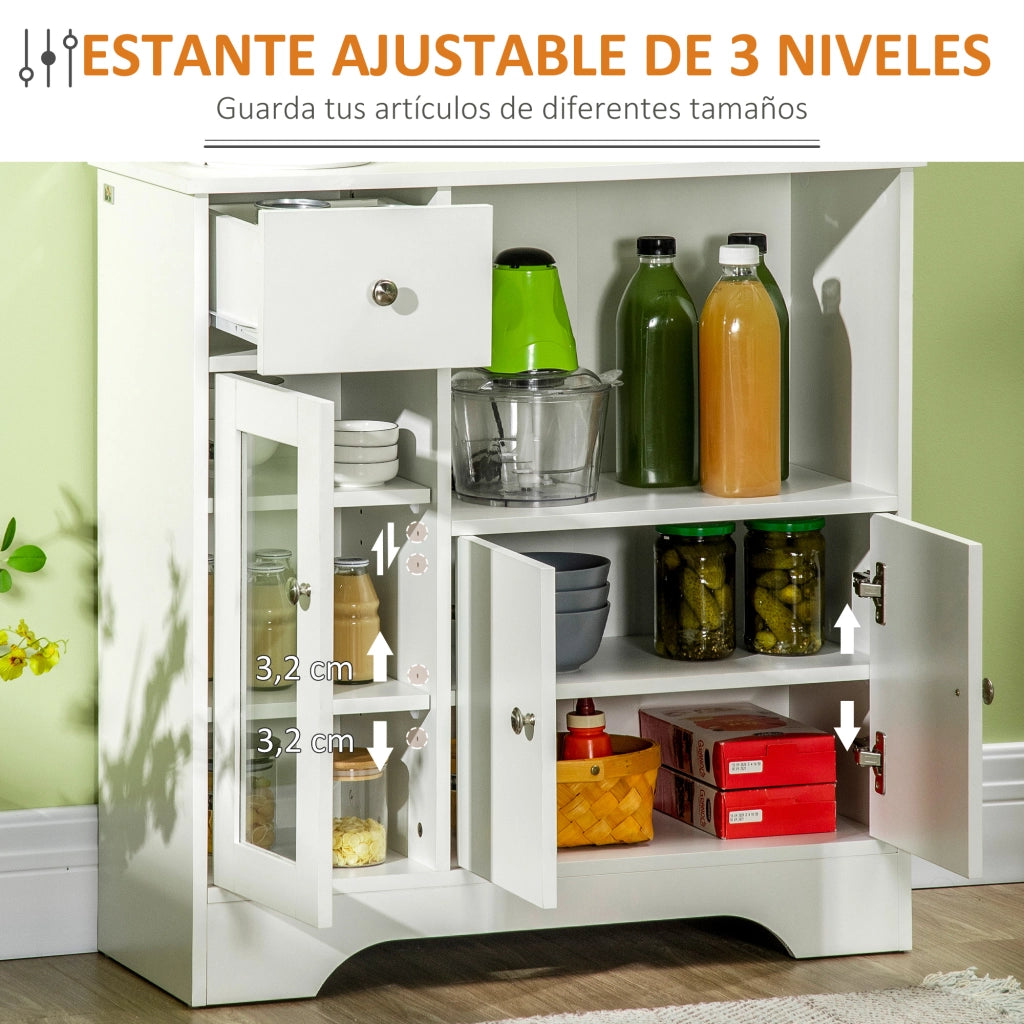 Tavolo da cucina con vetro ¨C zephmum ¨C bianco 80x30x82