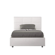Letto una piazza e mezza con rete imbottito 130x200 similpelle bianco Mika