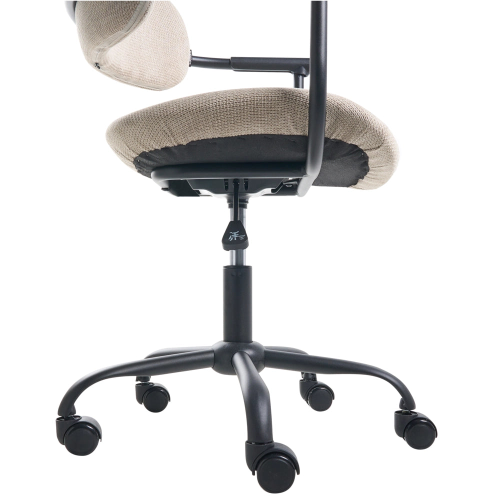 Sedia da ufficio con rivestimento in tessuto beige, girevole, per scrivania e computer, con altezza del sedile regolabile