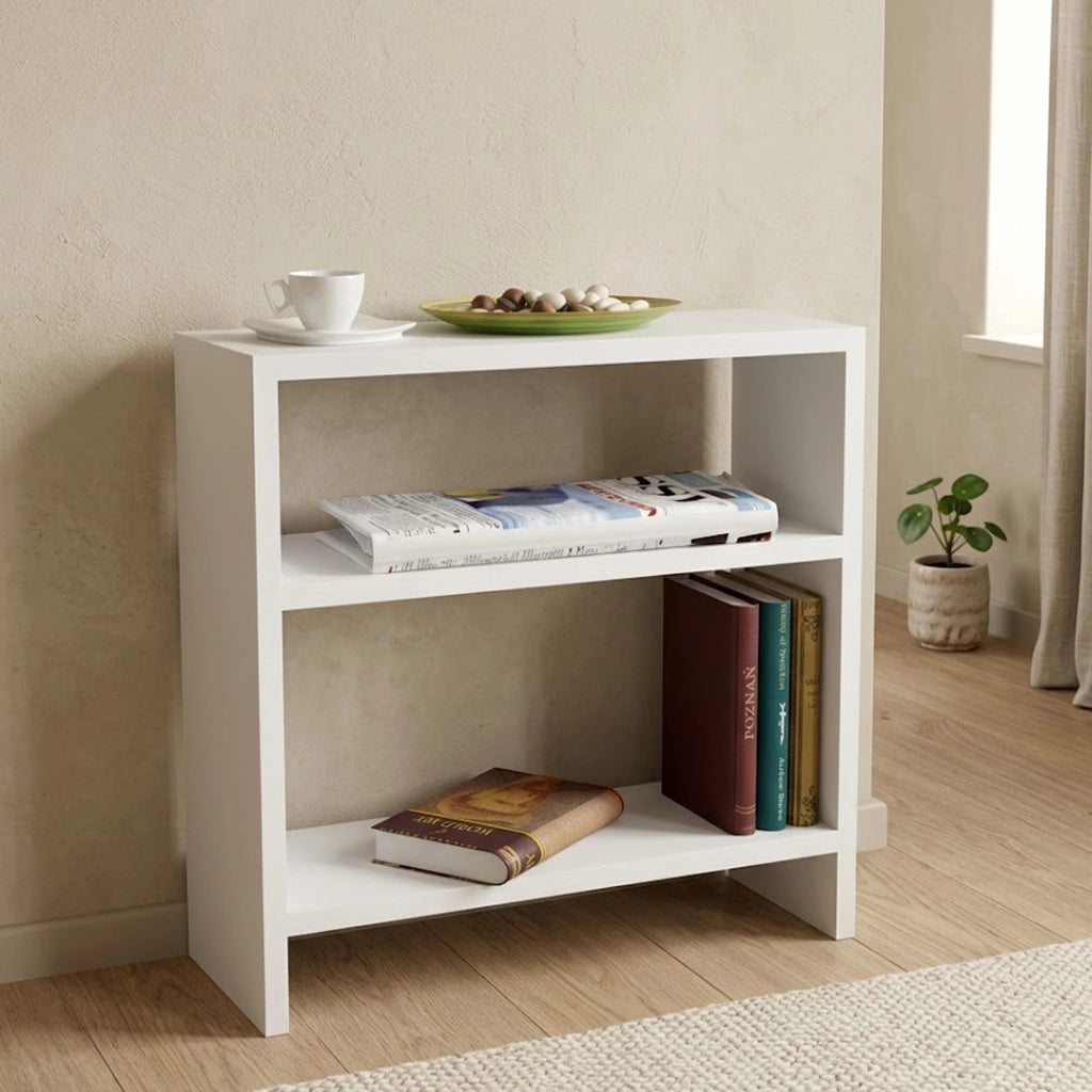 Crixia, Tavolino da Salotto 2 Vani, 51x18x49h cm Bianco