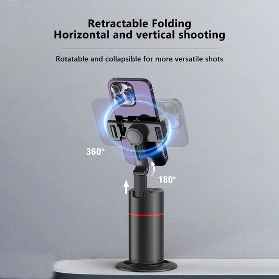 Maniglia per smartphone con rotazione 360 gradi, rilevamento facciale automatico, stativo
