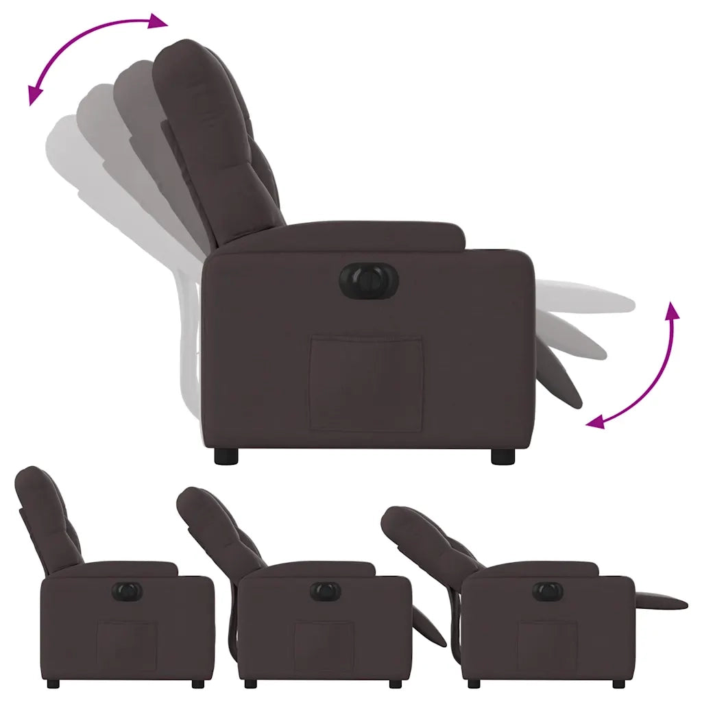 Poltrona | Sedia Relax Elettrica Reclinabile Marrone Scuro in Tessuto