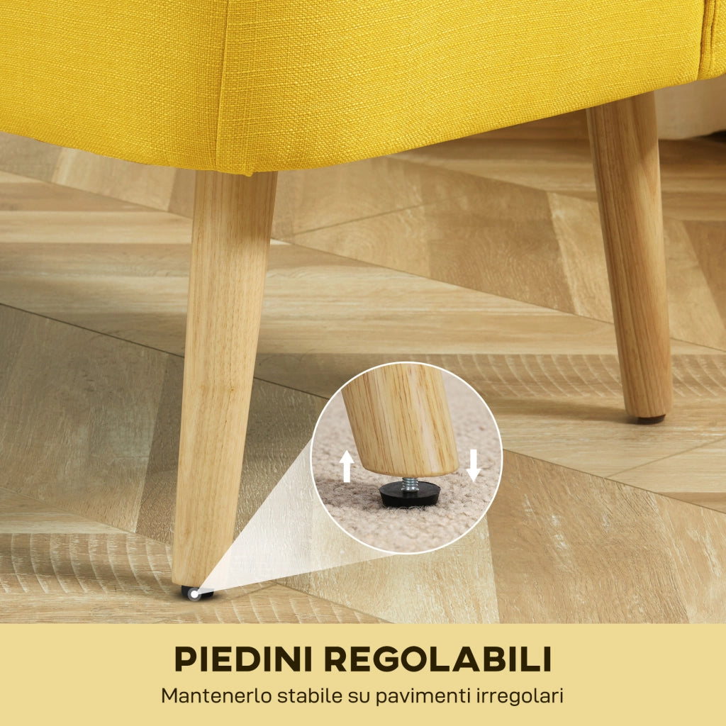 Divano 2 Posti Tessuto Senza Braccioli ¨C Zephmum ¨C Giallo 117x56.5x77 cm