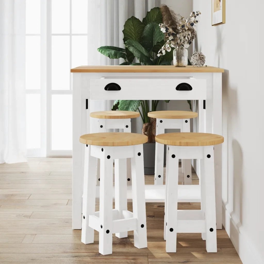 vidaXL Set da Bar 5 pz Bianco in Legno Massello di Pino