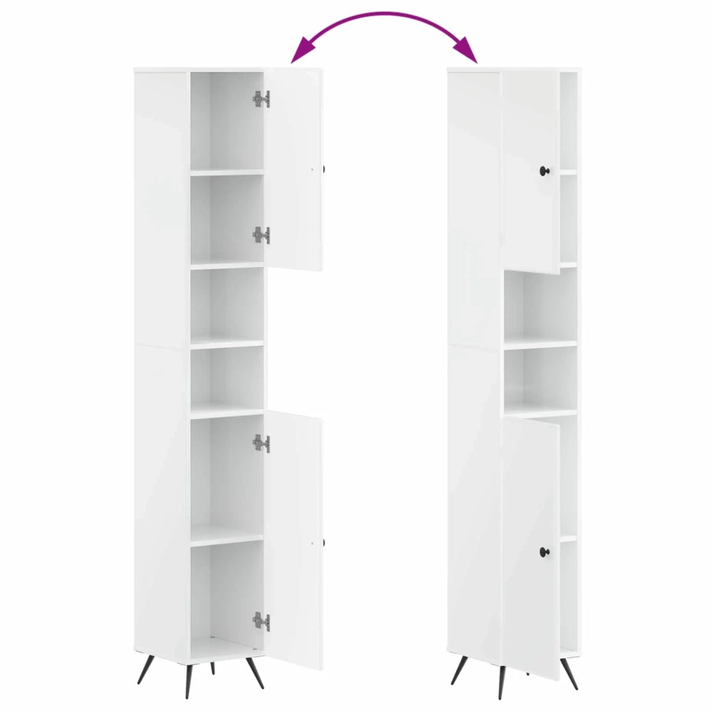 Armadio da Bagno con Ripiano Aperto BREDA Bianco Lucido 897479