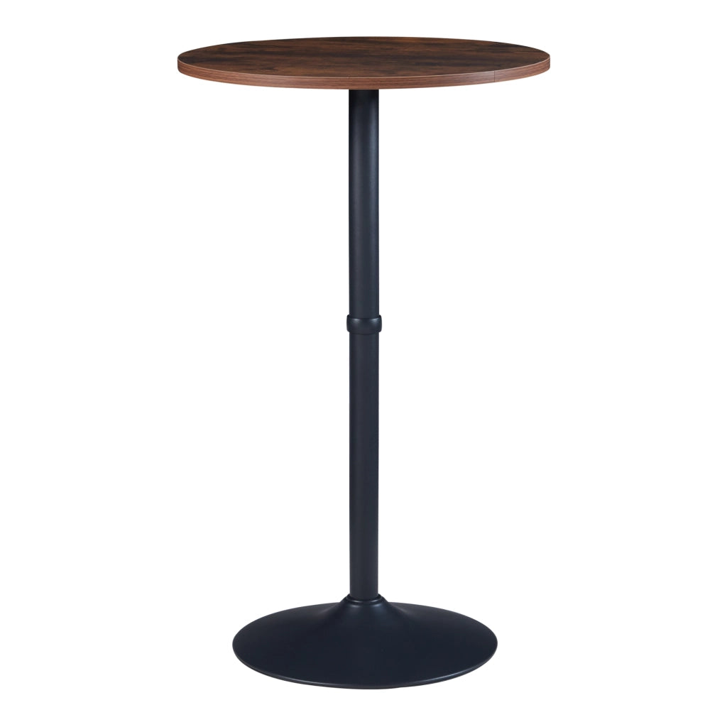 Tavolo Alto da Bar Vantaa Ø60 x 100 cm Nero / Effetto Noce [en.casa]