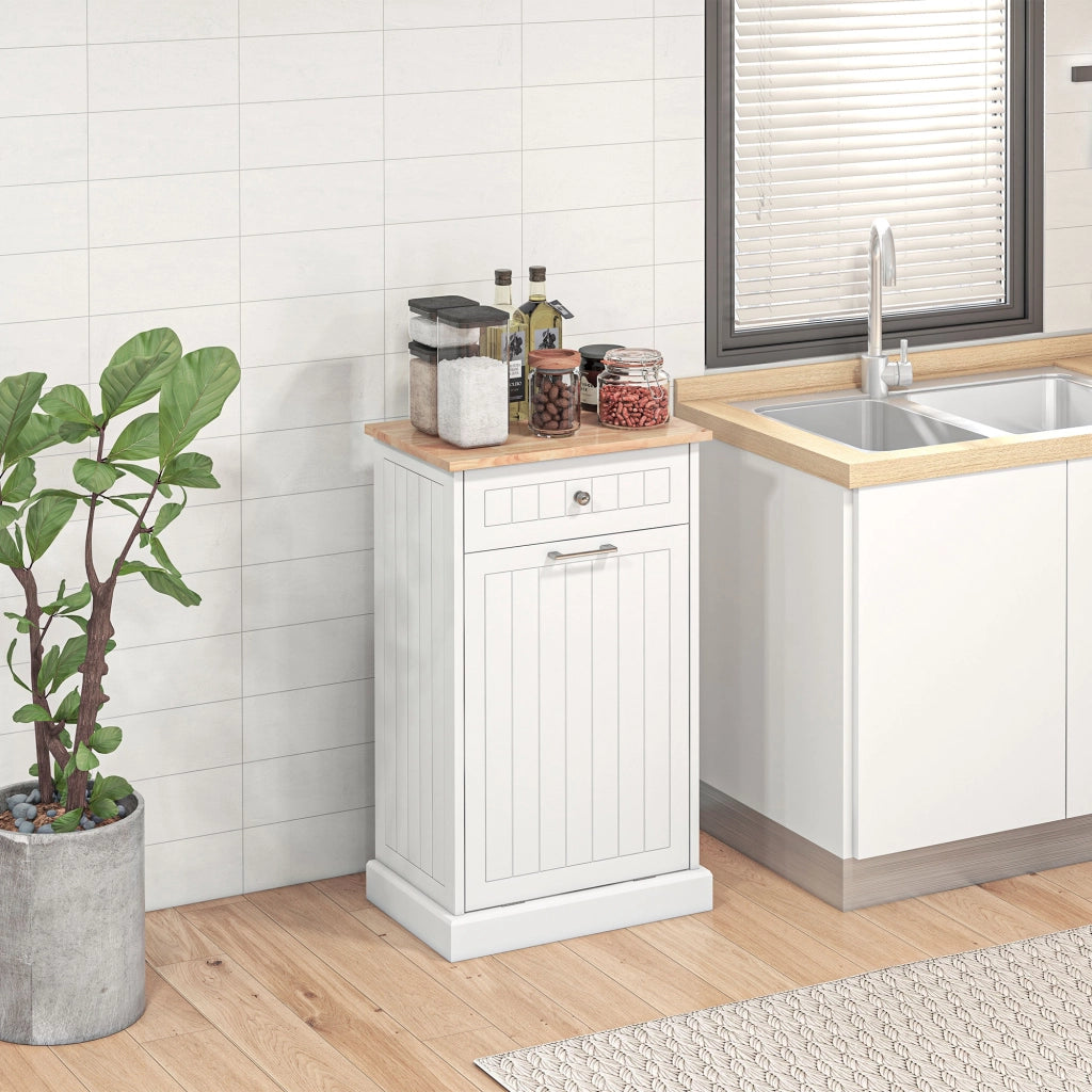 Credenza da Cucina 51x33,5x90 cm con Supporto per Bidoni della Spazzatura da 38 Litri in MDF Bianco