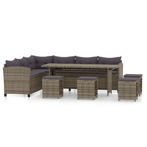 Set Divani da Giardino 6 pz con Cuscini in Polyrattan Grigio cod mxl 38721