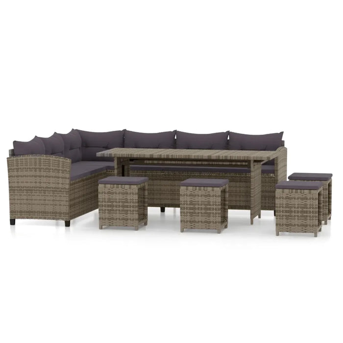 Set Divani da Giardino 6 pz con Cuscini in Polyrattan Grigio cod mxl 38721