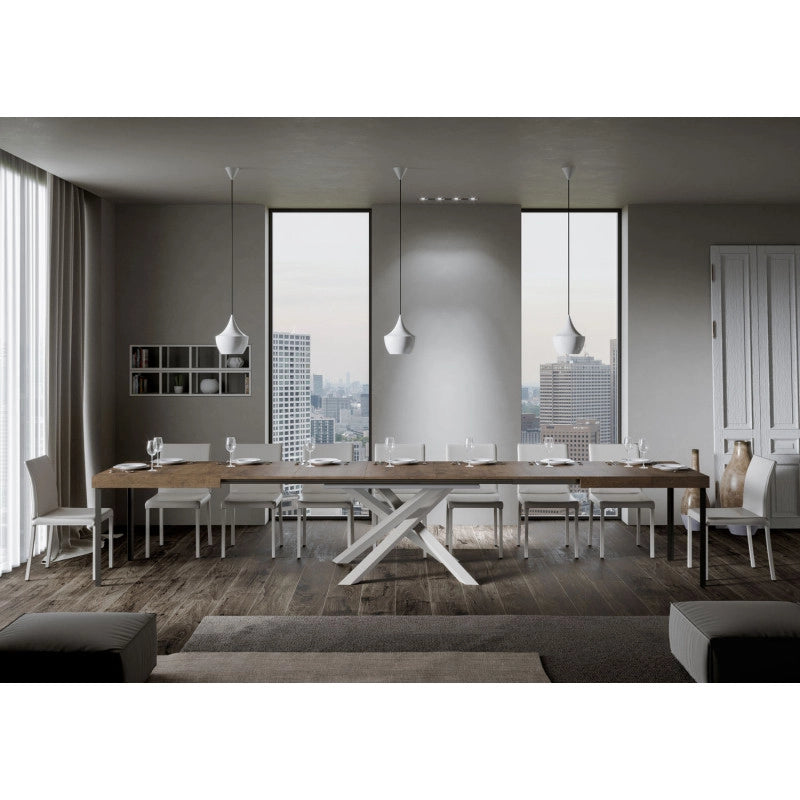 Tavolo allungabile 200/460x90 cm Volantis telaio Bianche - Noce