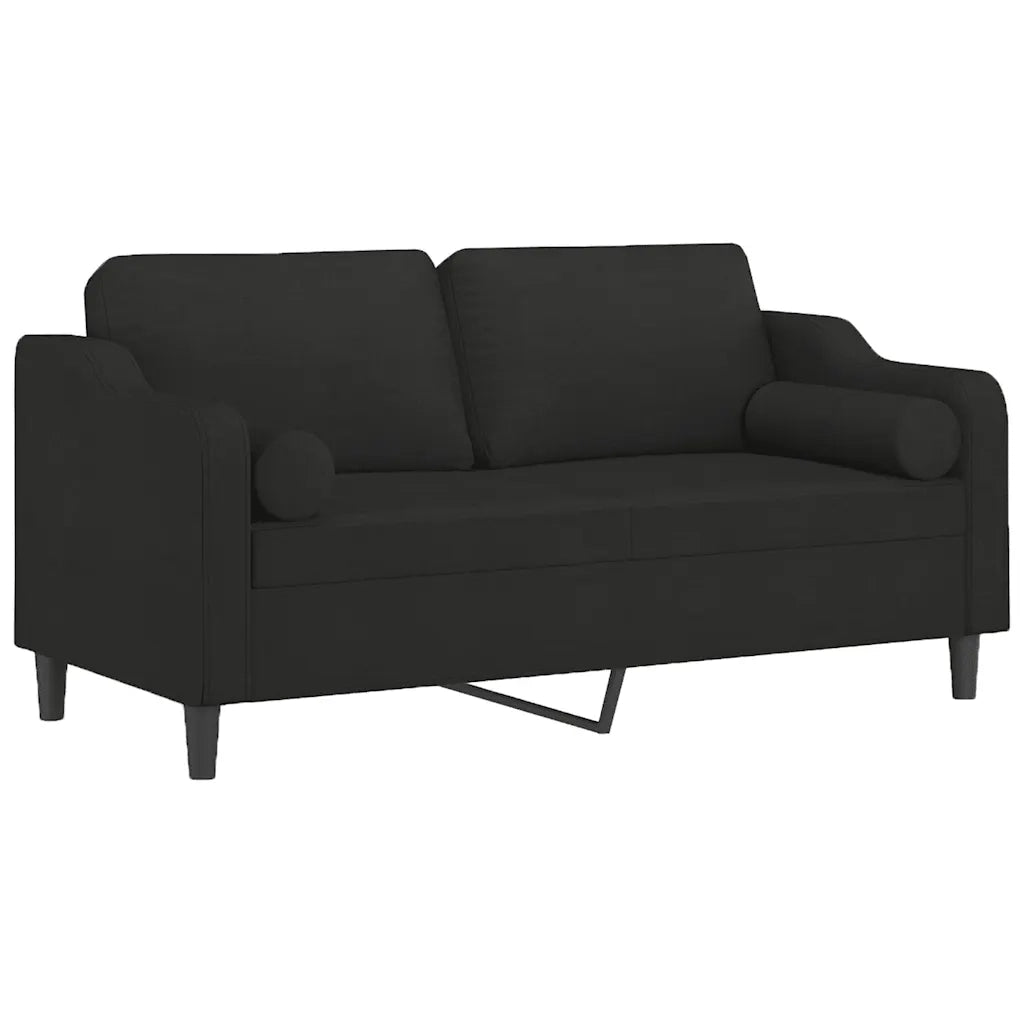 Divano | Divano da soggiorno | Sofa a 2 Posti con Cuscini Nero 140 cm in Tessuto