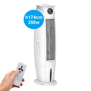 Raffrescatore Evaporativo ad Acqua 5000 m³/h, Serbatoio 40L con Vano Ghiaccio, Telecomando e Timer, Ventilatore Centrifugo 350W, Oscillazione Automatica Destra/Sinistra e Alto/Basso, Modalità Notte Silenziosa