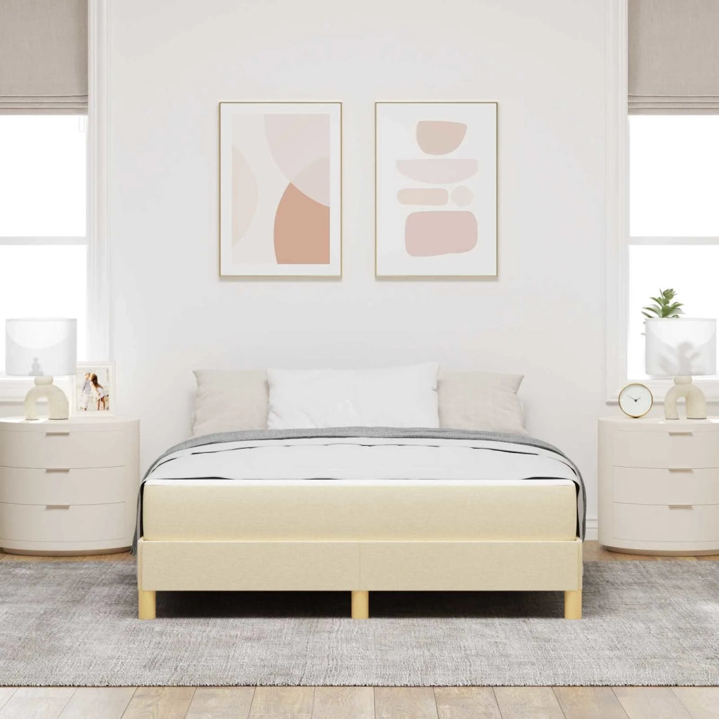 Letto a molle con materasso Crema 160 x 200 cm Tessuto