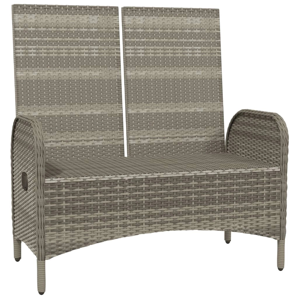 Panca da giardino mobili da esterno per patio panca reclinabile da terrazza con cuscini 107 cm polyrattan grigio 02_0011735