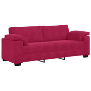 Divano | Divano da soggiorno | Sofa a 3 Posti Rosso Vino 220x77x82 cm in Velluto