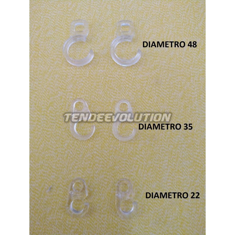 Set 20 Ganci per Tende d'Interno 22mm, Policarbonato Trasparente - Design Elegante Robusto e Affidabile Supporto per Tende, Ideale per Casa e Ufficio
