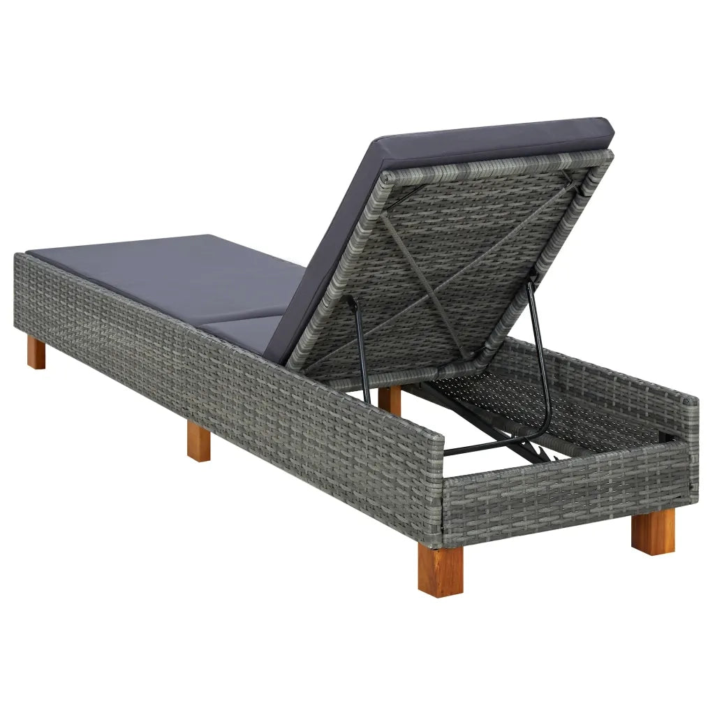 Lettino Prendisole con Cuscino in Polyrattan Grigio cod mxl 23076