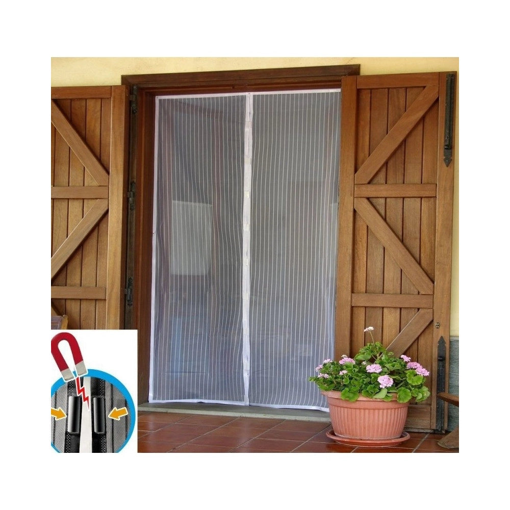 Trade Shop - Zanzariera Magnetica Da 140x240 Cm Universale Per Porta Finestra Panna Beige 616225 -