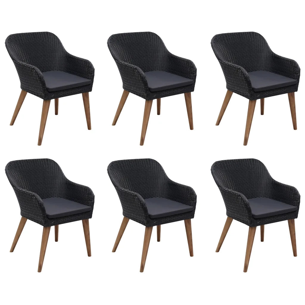 Set da Pranzo da Giardino 7 pz in Polyrattan Nero cod mxl 40215