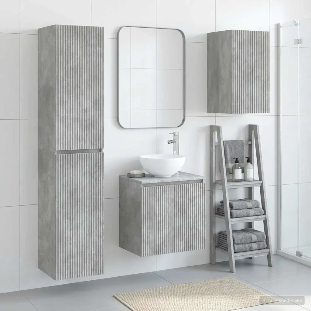Set di mobili per il bagno 3 pz Grigio Cemento 3406066