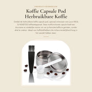 Capsula per Caffè Reutilizzabile in Acciaio Inossidabile - Adatto per DELTA Q NDIQ7323 - Incluso Spatola/Scopa - Leggero - 38x30x20mm - Supporto per Capsule di Caffè