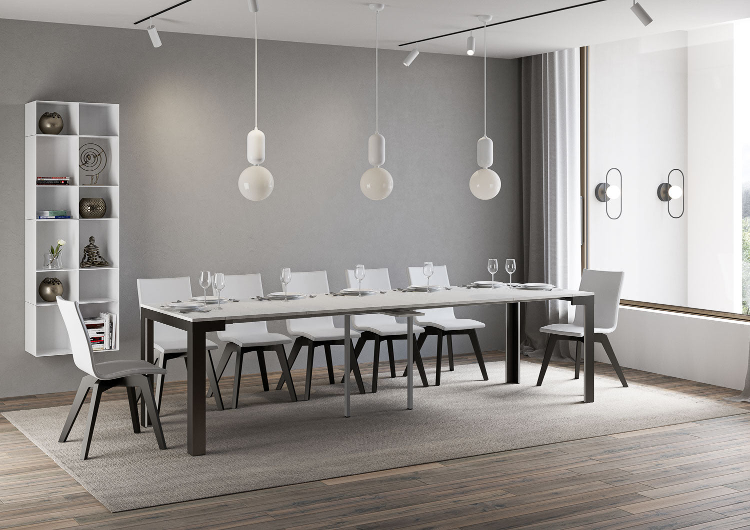 Consolle Allungabile 90-300x40x77 cm in Nobilitato Bianco