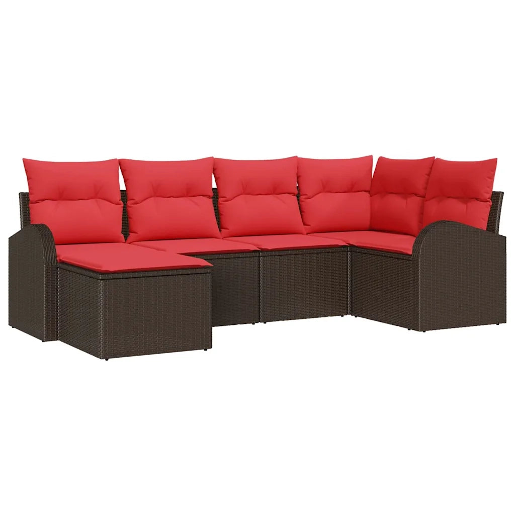 Set Divano da Giardino 6 pcs Marrone Rattan in Polipropilene 3346114
