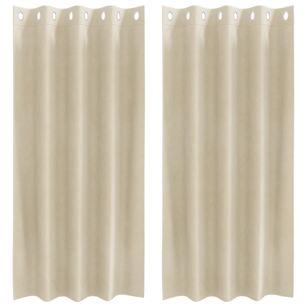 Tende oscuranti  con occhielli 2 pezzi velluto crema