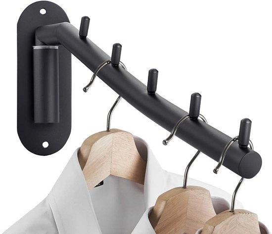 Kledinghanger in acciaio inossidabile, capstok da parete con braccio rotante, robusta cabina per armadio per cucina, camera da letto, asse da stendere con 5 ganci.