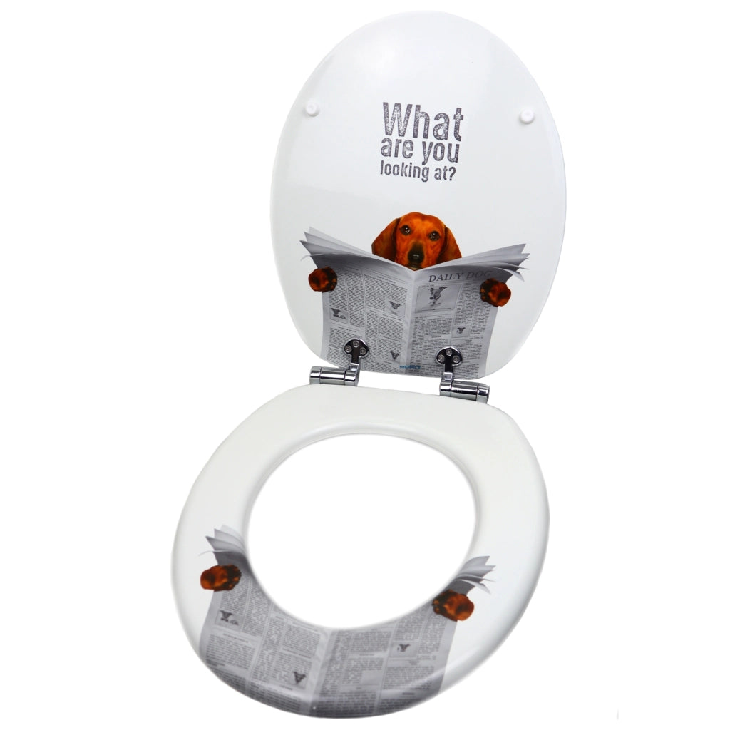 Sedile wc copri vater universale frizionato fantasia in mdf chiusura rallentata *** fantasia daily dog, confezione 1