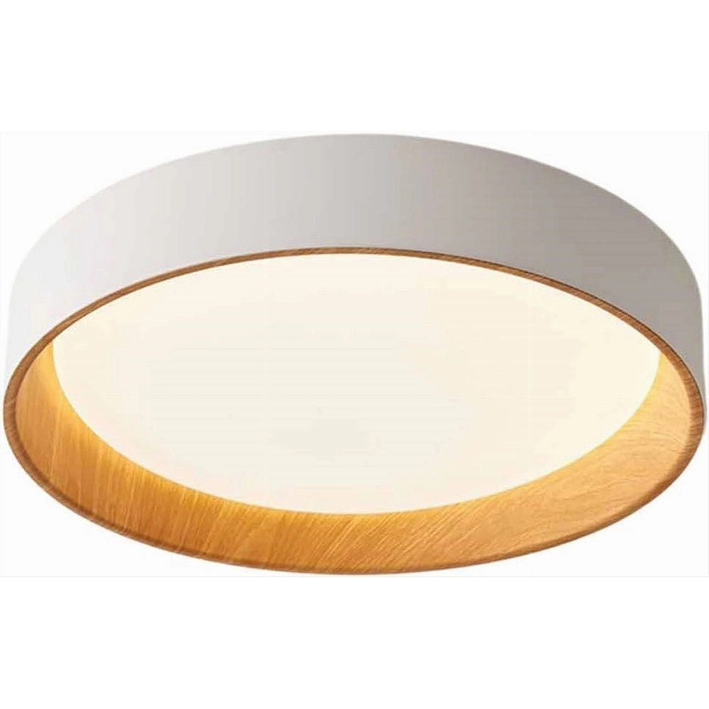 Trade Shop - Plafoniera Led A Soffitto 68w Rotonda Bianco Con Venature Legno Luce 4000k 32798 -