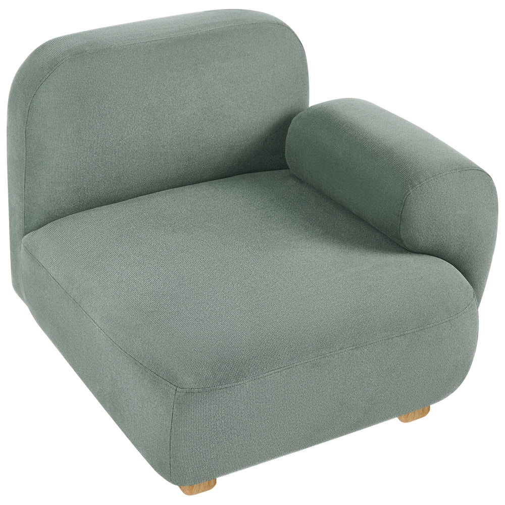 Divano componibile a 2 posti in tessuto due moduli angolari gambe in legno verde chiaro stile moderno