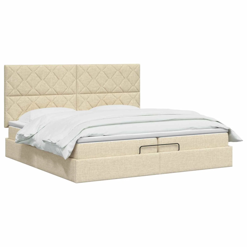 Letto ottomano con materasso Crema 200 x 200 cm Tessuto 3457603
