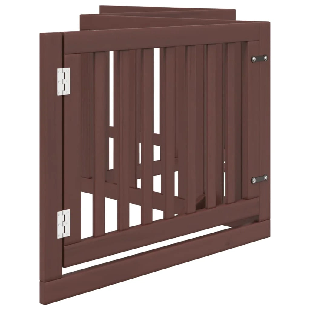 Cancelletto di sicurezza per cani con porta in legno di pioppo marrone a 4 pannelli 02_0023301