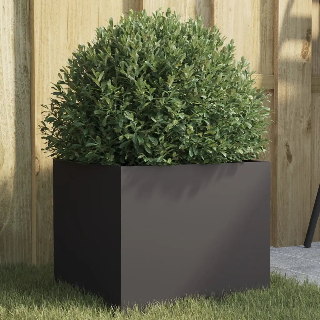 Fioriera-Vaso da Esterno-Contenitore per Piante Nera 32x30x29 cm in Acciaio