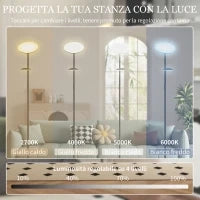 Lampada da Terra con 2 Punti Luce Regolabile a 4 Livelli, Temperatura 2700K-6500K e Telecomando, Nero