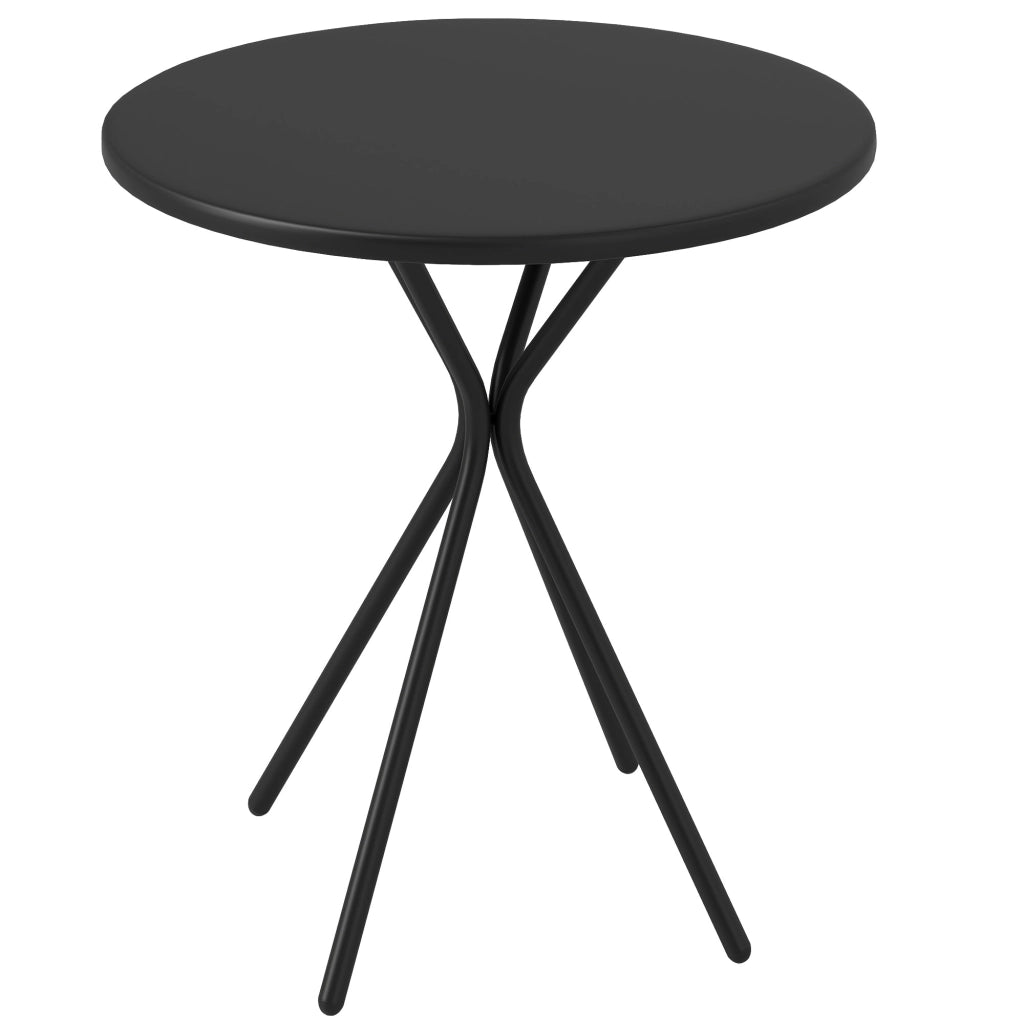 Tavolo da giardino rotondo ¨C zephmum ¨C nero, acciaio, ?60 cm