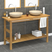 Mobile VanitÃ  Bagno e Lavandini Marmo Crema Legno Massello Teak cod mxl 69476