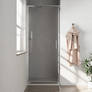 Porta doccia 75cm con apertura a battente profili slim cromati vetro 6mm opaco h190 | Portofino