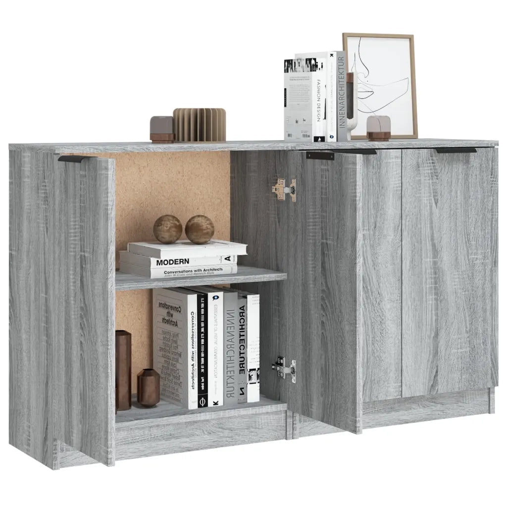 Credenze 2 pz | Madia | Buffet da pranzo | Armadio da pranzo Grigio Sonoma 60x30x70 cm in Legno Multistrato