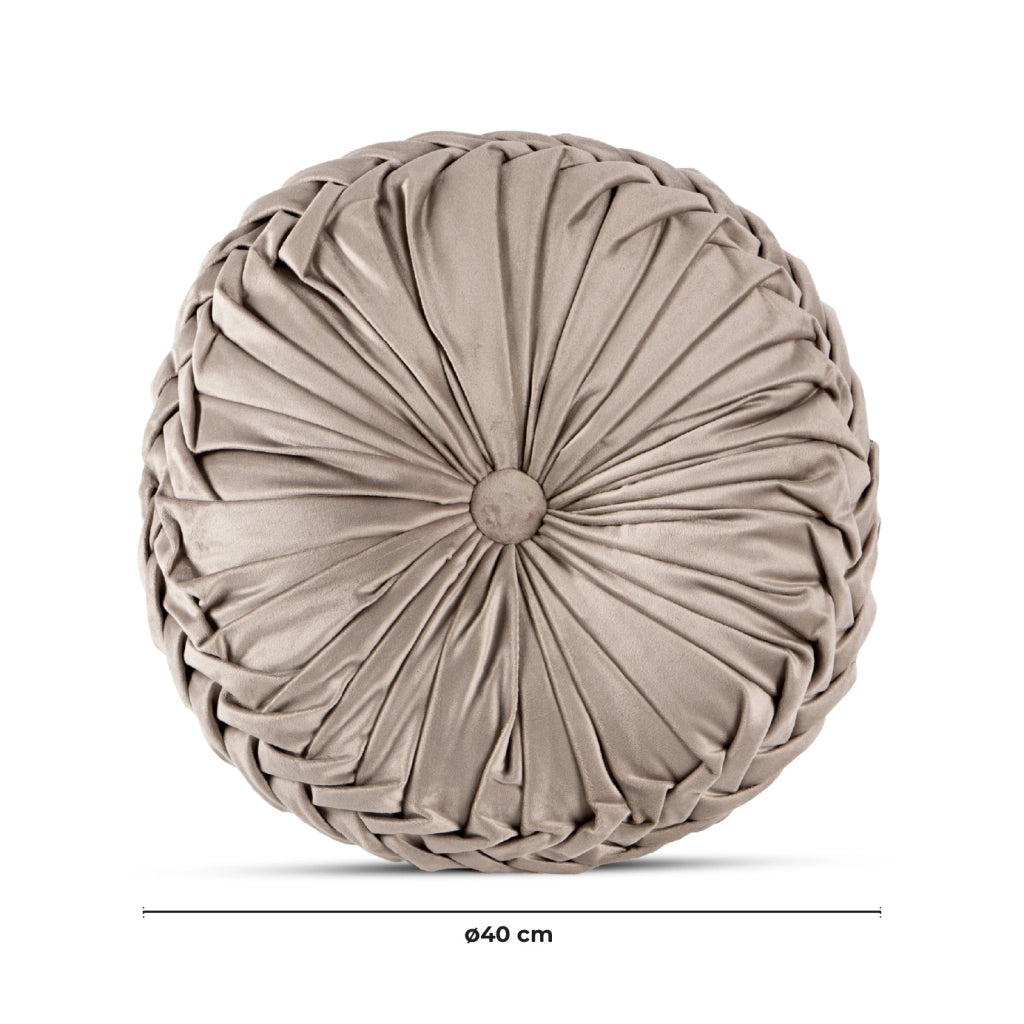 Cuscino Rotondo Zucca Effetto Velluto Circolari Per Divano Decorativo Letto 40 Cm  Tortora