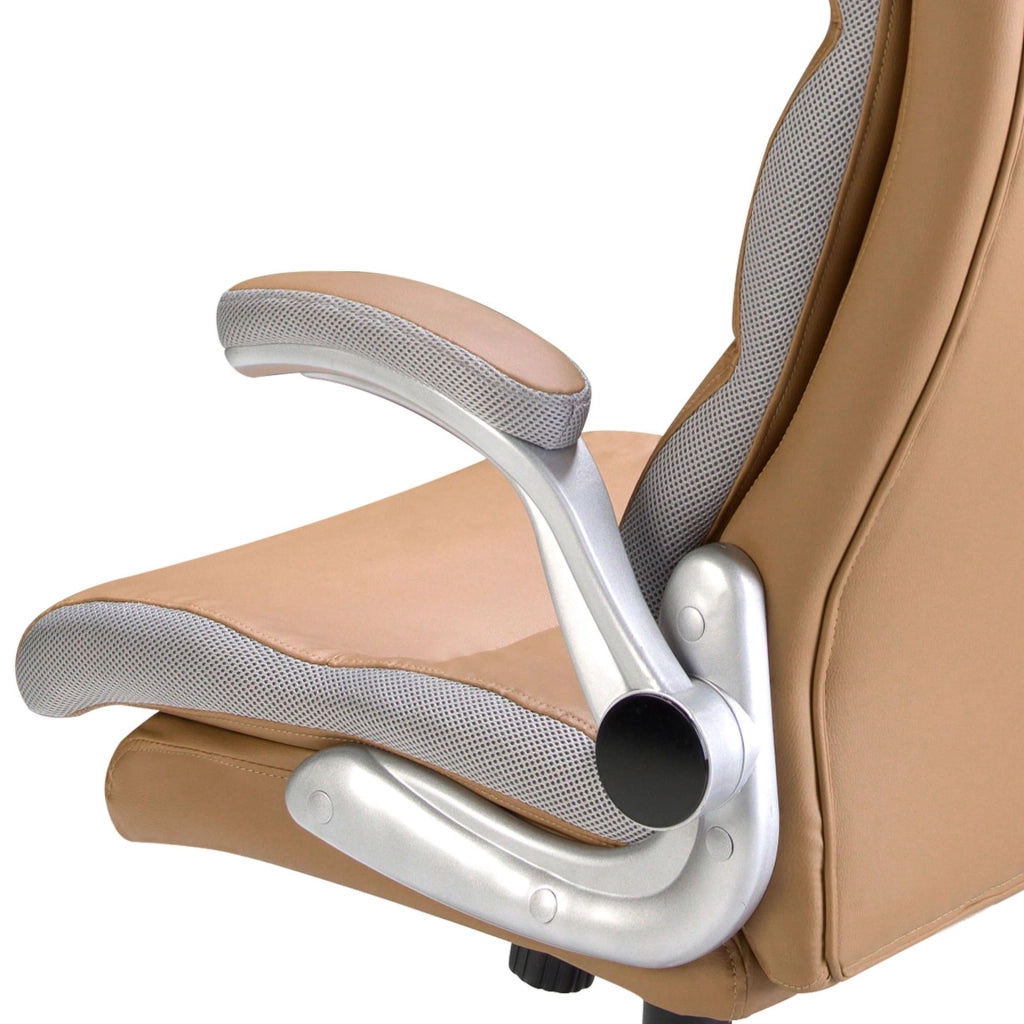 Sedia da ufficio girevole in similpelle marrone