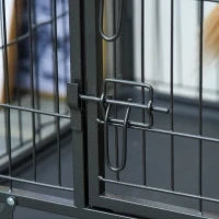 Kennel Gabbia per Cani Pieghevole Doppia Porta con Blocco 4 Ruote con Freno e Fondo Rimovibile, 109.5x71x78cm