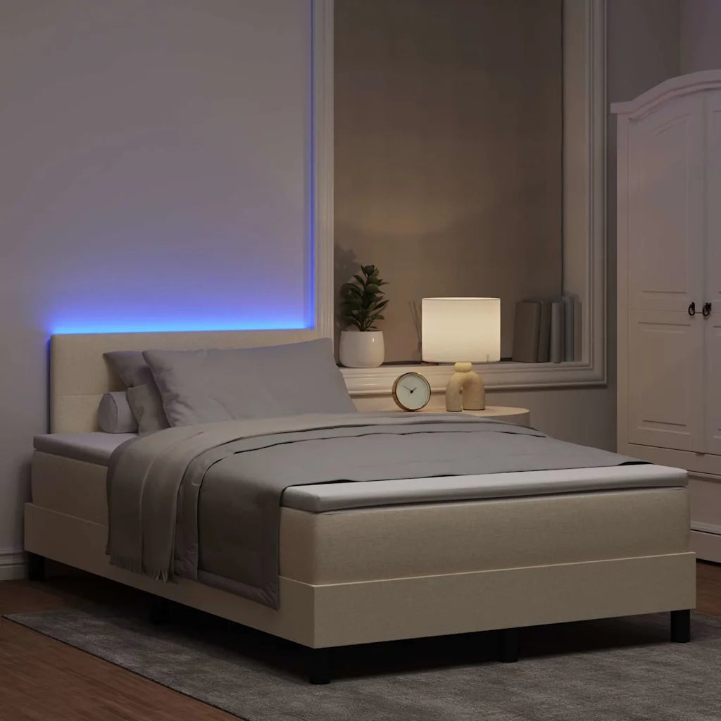 Letto a molle con materasso con led Crema 120 x 200 cm Tessuto 3342203