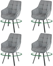 Set di 4 Sedie Sala da Pranzo, Sedie Cucina con Braccioli e Schienale, Poltroncine Girevoli con Gambe in Metallo, in Velluto, per Camera da Letto, Soggiorno, Grigio Scuro